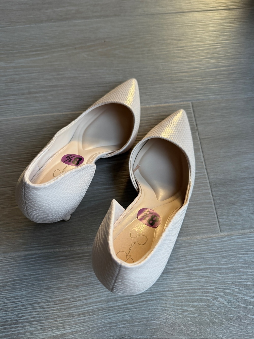 Jessica Simpson Ivory Textured Pointed-Toe Stiletto Pumps - Picture 5 of 8